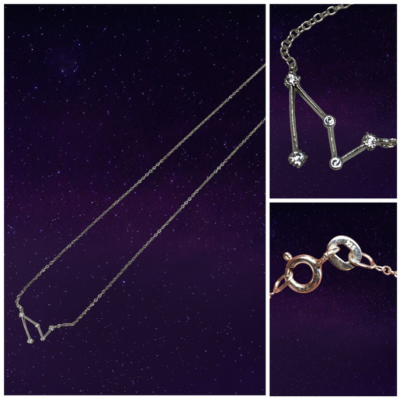 Constellation Zodiac Necklace Libra Sterling Silver 925 Delicate Star Sign - Picture 1 of 7